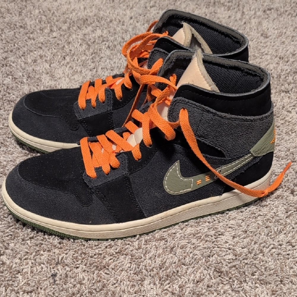 Men's Navy and Orange High-Top Sneakers